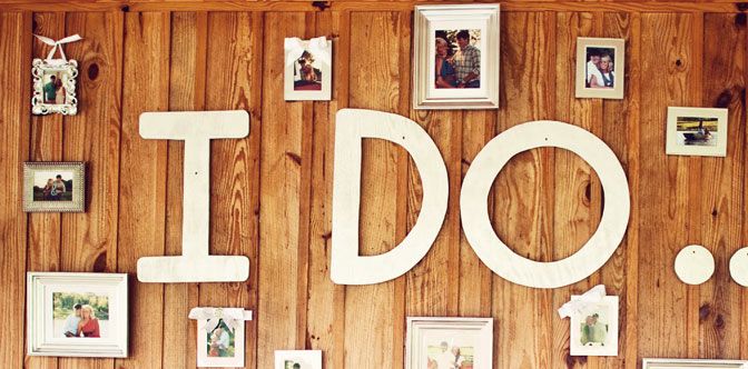 The 'I DO' wall inside The Barn