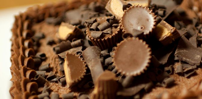 Chocolate cake with peanut butter cups